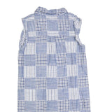 TOMMY HILFIGER Womens Blue & White Patchwork Sleeveless Shirt Dress Cotton Blend