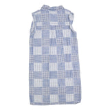 TOMMY HILFIGER Womens Blue & White Patchwork Sleeveless Shirt Dress Cotton Blend