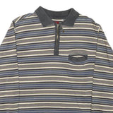 LEE COOPER Mens Blue & Cream Striped Long Sleeve Polo Shirt S Cotton Blend
