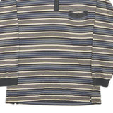LEE COOPER Mens Blue & Cream Striped Long Sleeve Polo Shirt S Cotton Blend