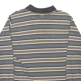 LEE COOPER Mens Blue & Cream Striped Long Sleeve Polo Shirt S Cotton Blend