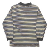 LEE COOPER Mens Blue & Cream Striped Long Sleeve Polo Shirt S Cotton Blend