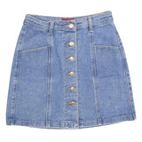 MY STYLE Womens Blue Denim Mini Cotton Skirt XS Button Front Pockets