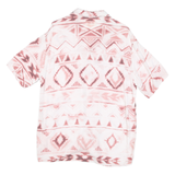 PULL & BEAR Mens White & Pink Patterned Shirt L Cotton Blend Summer Casual