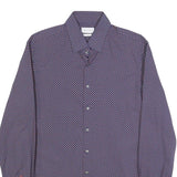 CALVIN KLEIN Mens Blue & Pink Patterned Shirt S Cotton Blend Formal Long Sleeve