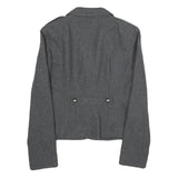 TALLY WEIJL Womens Grey Cotton Tailored Jacket M Button Plain Wool-Blend