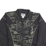 EVR Womens Black Nylon Zip Jacket M Printed Pattern Casual Lightweight Outerwear
