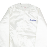 SATINS Mens White Satin Button Jacket XL Plain Dr Wells Embroidered Vintage