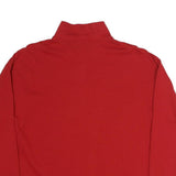 NAUTICA Mens Red 1/4 Zip Sweatshirt L Striped Cuff Pullover Casual