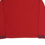 NAUTICA Mens Red 1/4 Zip Sweatshirt L Striped Cuff Pullover Casual