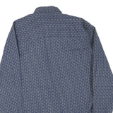 WRANGLER Mens Blue Patterned Cotton Blend Shirt M Button Long Sleeve Casual
