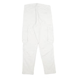 ZARA Mens White Cotton Blend Regular Cargo Trousers W30 L30 Utility Pocket Zip