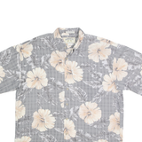 BAMBOO CAY Mens Grey & Cream Floral Shirt L Lightweight Summer Casual Vacation