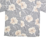 BAMBOO CAY Mens Grey & Cream Floral Shirt L Lightweight Summer Casual Vacation