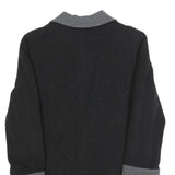 Womens Black & Grey Button Wool Blend Jacket UK 12 Classic Long Sleeve Plain