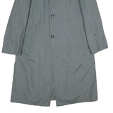 Mens Grey Coach Coat M Polyester Blend Plain Button Closure Regular Fit Pockets