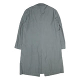 Mens Grey Coach Coat M Polyester Blend Plain Button Closure Regular Fit Pockets