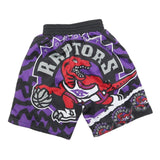 MITCHELL & NESS Mens Toronto Raptors Black & Purple Sports Basketball Shorts XS