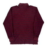 Polo By Ralph Lauren Striped Long Sleeve Polo Shirt - Small Burgundy Cotton