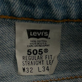 501 Levis Jeans - 30W 34L Light Wash Cotton