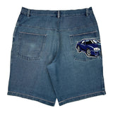 No Boundaries Graphic Denim Shorts - 40W 11L Dark Wash Cotton