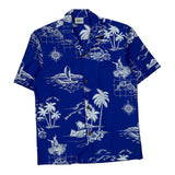 Hawaiian Islands Royal Creations Graphic Hawaiian Shirt - Small Blue Polyester Blend