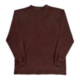 Dickies Henley Long Sleeve T-Shirt - Large Brown Cotton