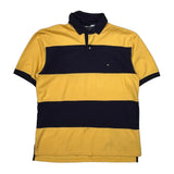 Tommy Hilfiger Striped Polo Shirt - Large Navy Cotton