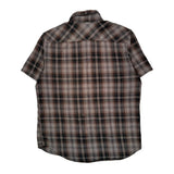 Harley Davidson Checked Short Sleeve Shirt - Large Brown Cotton