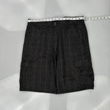 Wrangler Checked Cargo Shorts - 34W 10L Black Cotton