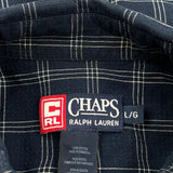 Chaps Ralph Lauren Checked Short Sleeve Shirt - Large Blue Cotton