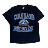 Colorado Rockies Logo Athletics Graphic T-Shirt - XL Black Cotton