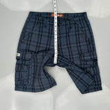 Lee Checked Cargo Shorts - 30W 12L Blue Cotton