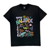 Single Stitch Halifax Fruit Of The Loom Graphic T-Shirt - XL Black Cotton Blend