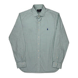 Slim Fit Polo By Ralph Lauren Checked Shirt - Large Green Cotton