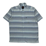 Quiksilver Striped Short Sleeve Shirt - Large Blue Cotton