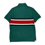 Tommy Hilfiger Striped Polo Shirt - Large Green Cotton