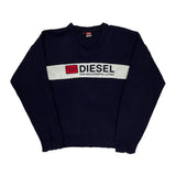 Diesel Spellout Sweater - Large Navy Cotton