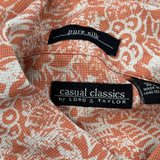 Lord & Taylor Floral Short Sleeve Shirt - XL Orange Silk