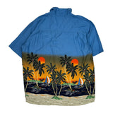 Cherokee Graphic Hawaiian Shirt - Large Blue Viscose