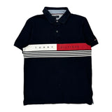 Tommy Hilfiger Striped Polo Shirt - Medium Navy Cotton