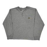 Carhartt Henley Long Sleeve T-Shirt - 2XL Gray Cotton