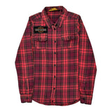 Harley Davidson Checked Flannel Shirt - Small Red Cotton