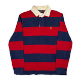 Ralph Lauren Striped Rugby Shirt - Large Red Cotton