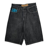 Southpole Graphic Denim Shorts - 33W 12L Black Denim