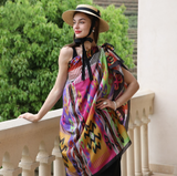 Anyyou 100% Mulberry Silk Multicolor Scarf Women Luxury Long Shawl – Beach Wear, Swimwear Cover Up, Pashmina Foulard Fashion Accessory