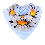 Anyyou Fashion Premium Satin Square Scarf – Blue Daisy Silk-Feel Neckwrap for Women