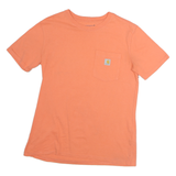 CARHARTT Womens Orange Pocket T-Shirt S Short Sleeve Crew Neck Cotton Logo