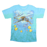 LIQUID BLUE Mens Blue & Green Turtle Graphic T-Shirt M Short Sleeve Crew Neck