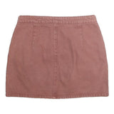 ANGELKISS Womens Pink Mini Cotton Blend Skirt Zip Front Pockets S Casual